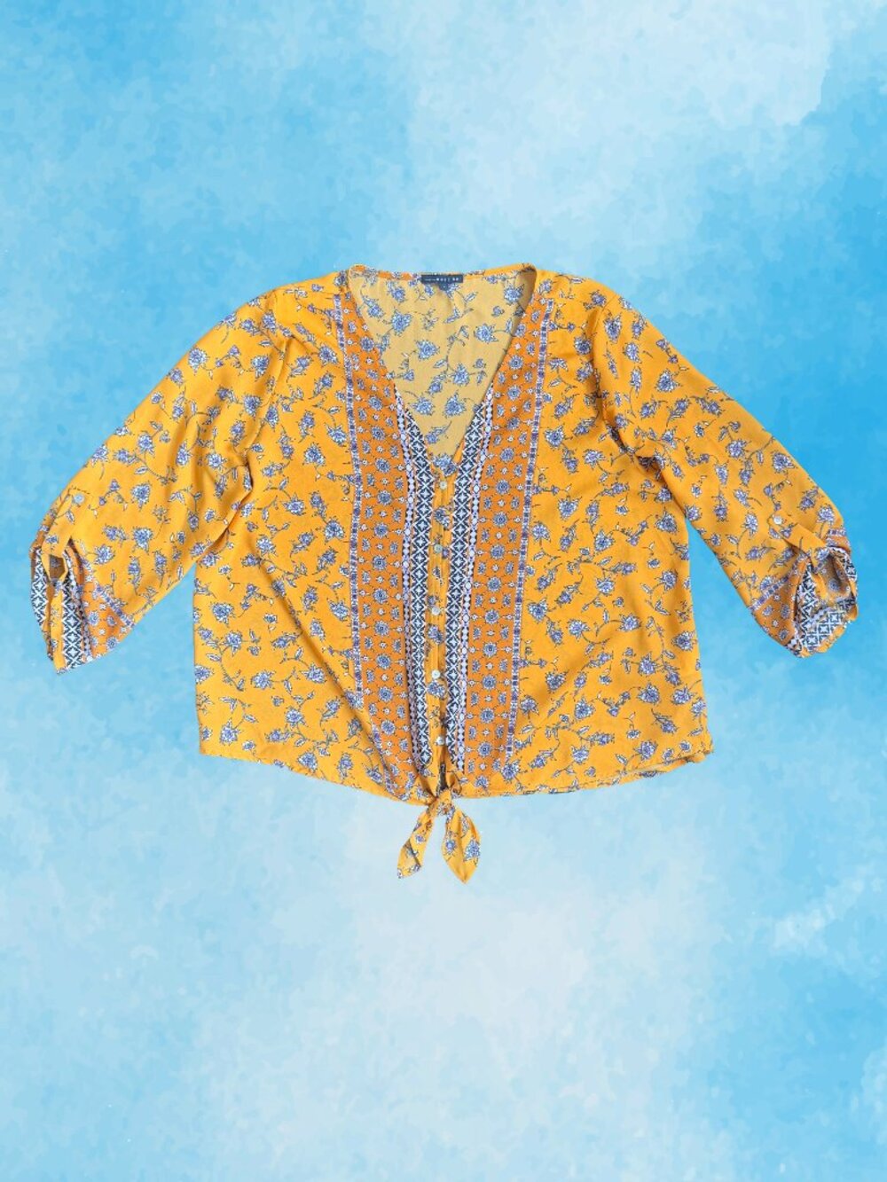 West Kei Yellow Boho Blouse L